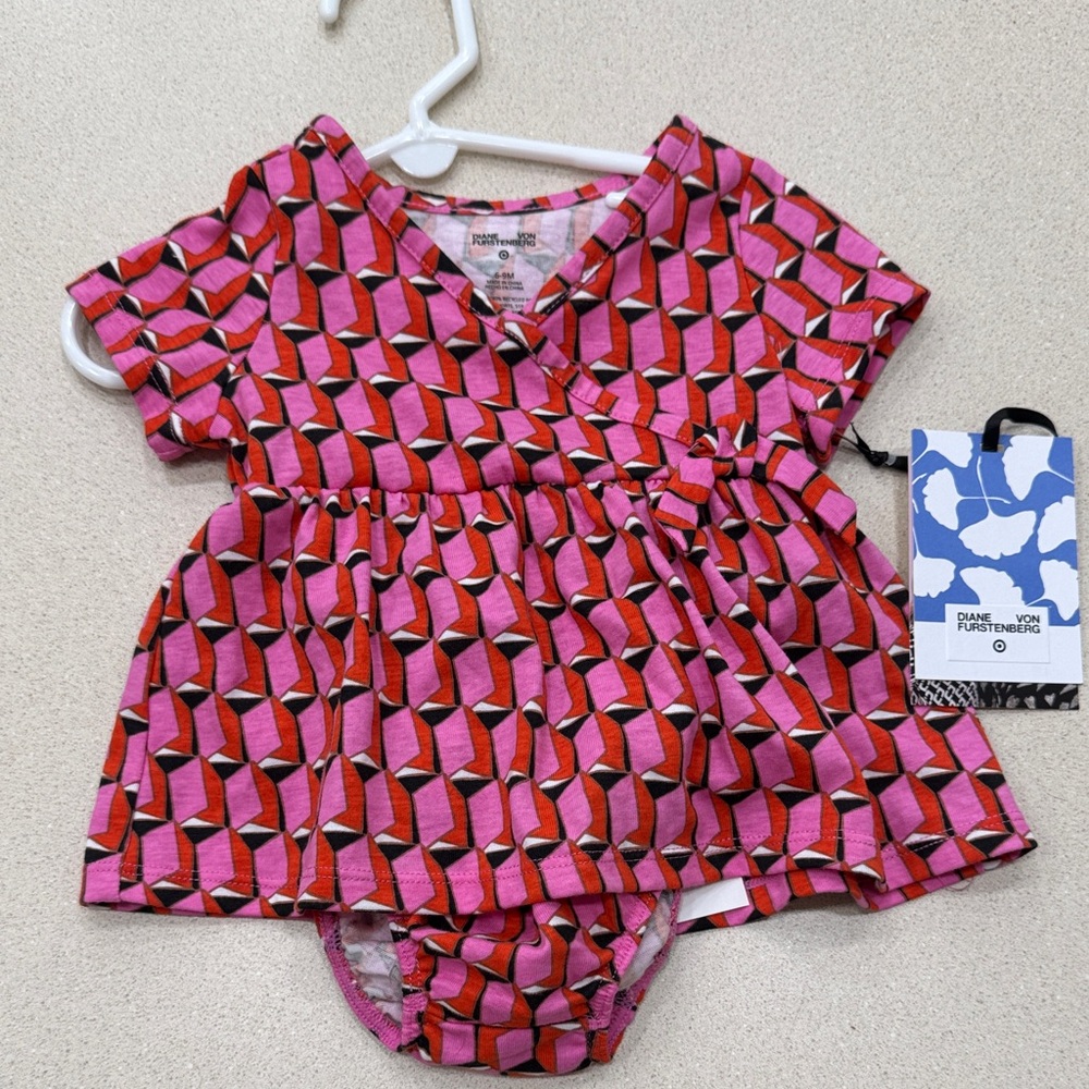 Diane Von Furstenberg Target Baby Pink and Red Matching Set top /bottom 6-9M